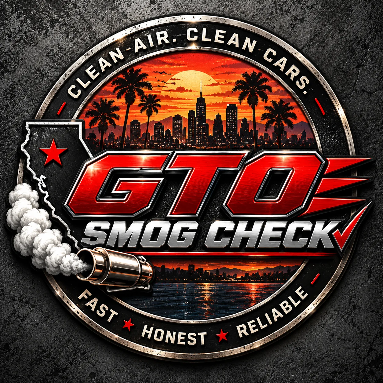 Circular GTO Smog Check secondary brand emblem